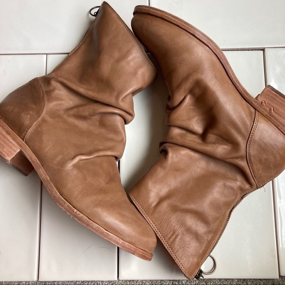 Beek Ostrich Slouch Saddle Boots Sz 8.5 Caramel - Picture 5 of 8